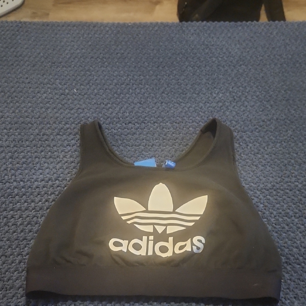 Adidas Black and White Logo Sports Bra